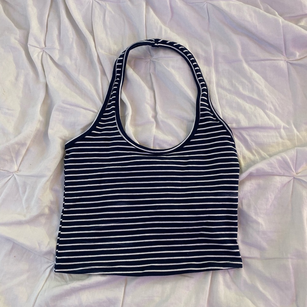 Striped halter top.